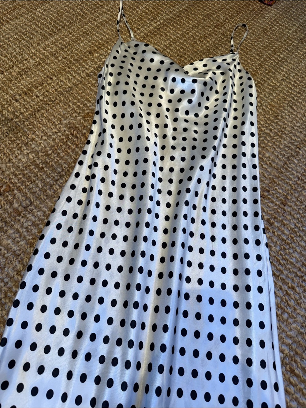 ⚜️ZARA BLACK & WHITE POLKA DOT SATIN SLIP MIDI DRESS NWT SIZE MEDIUM ⚜️ - Picture 6 of 12